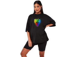Black Multicoloured Heart Kovic Unisex T-shirt