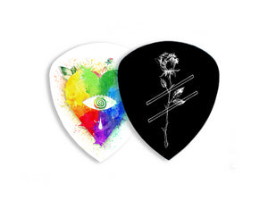 Kovic Multicoloured Heart and Strike-rose Guitar Picks (x5 pack)